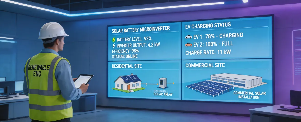 Engineer reviewing Enphase energy dashboard